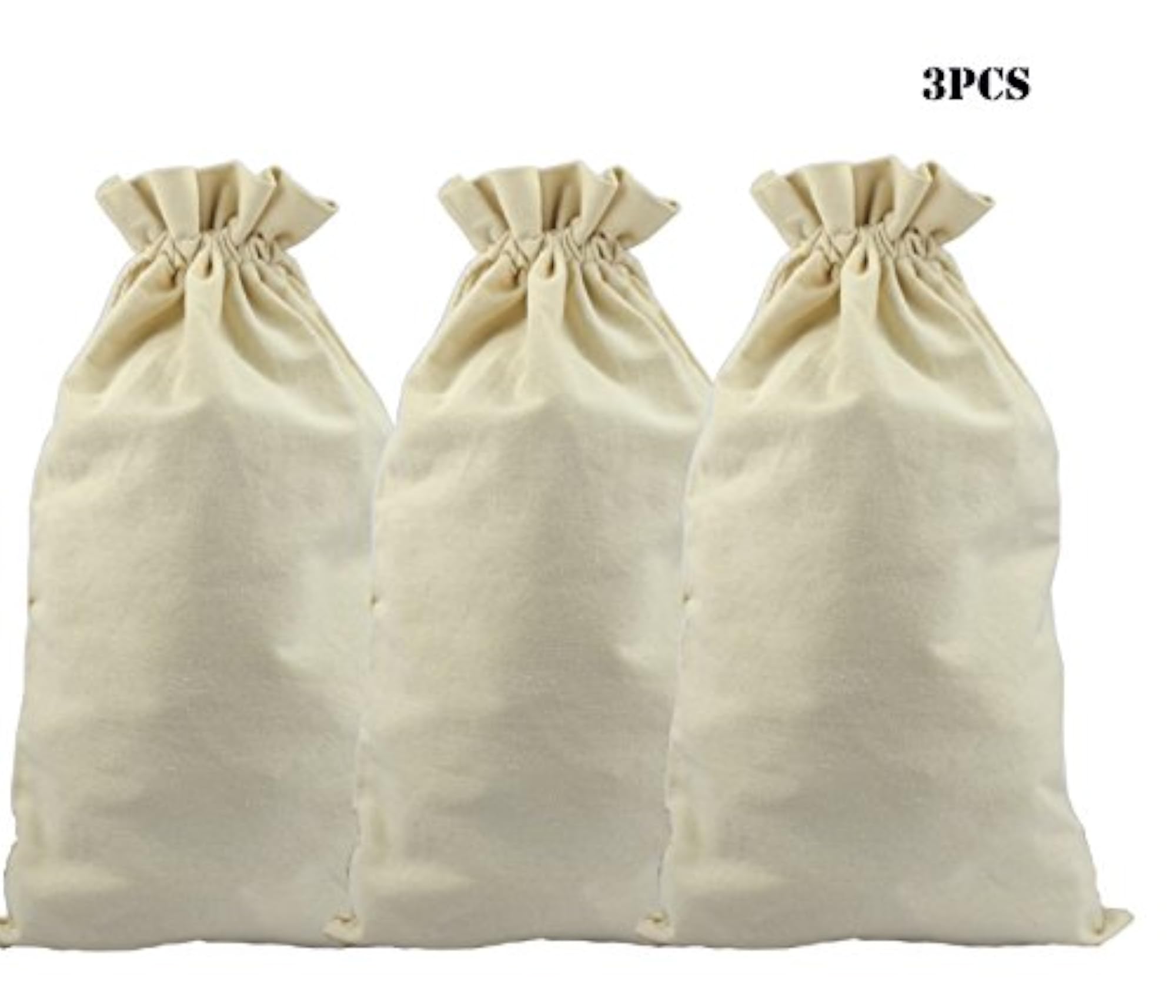 3 Canvas Coin Money Sacks Bag, Heavy Duty